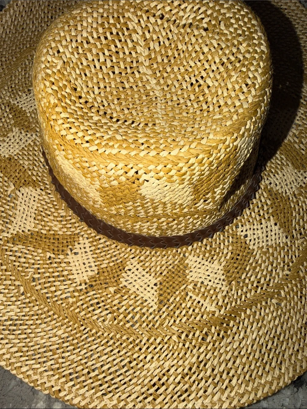 Echo Natural Straw Wide-Brim Hat with Brown Band